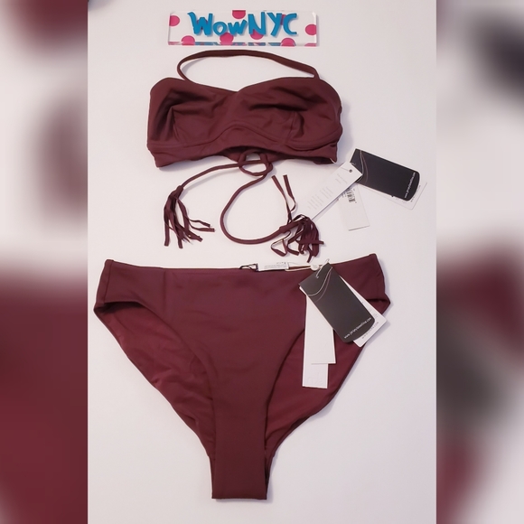 $220 NWT SKIN x Barneys Burgundy Bikini 2 pc SET - Picture 3 of 11